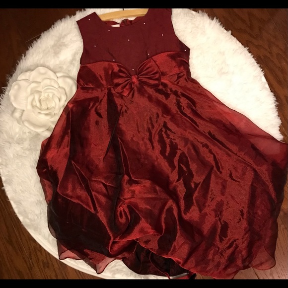 Bonnie Jean Girls Silk Dress Maroon Burgandy 6X Zips Lined Dressy Formal   [B] - Picture 1 of 4